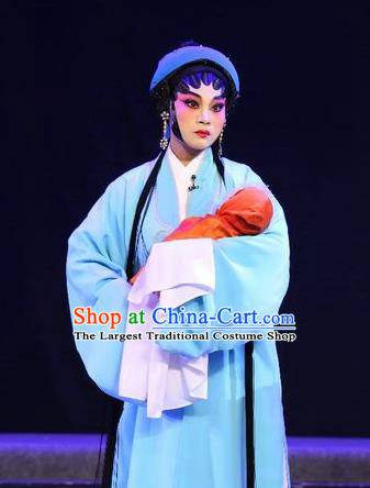 Chinese Cantonese Opera Young Female Garment Shuang Qiang Lu Wenlong Costumes and Headdress Traditional Guangdong Opera Actress Apparels Distress Woman Dress