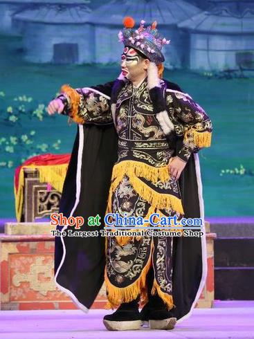Shuang Qiang Lu Wenlong Chinese Guangdong Opera Martial Male Apparels Costumes and Headwear Traditional Cantonese Opera Wusheng Garment Warrior Clothing