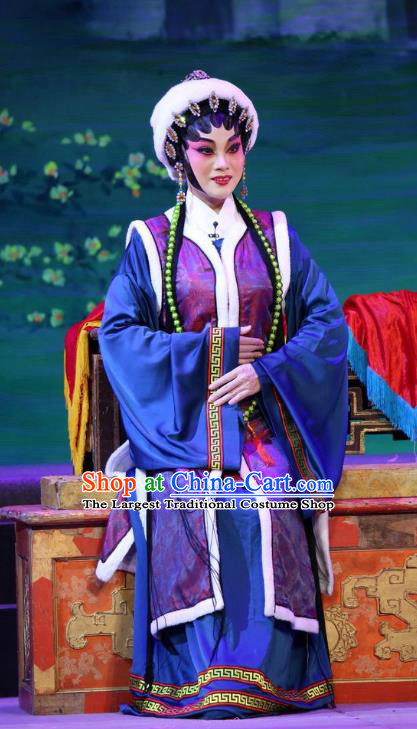 Chinese Cantonese Opera Mistress Garment Shuang Qiang Lu Wenlong Costumes and Headdress Traditional Guangdong Opera Actress Apparels Dame Dress