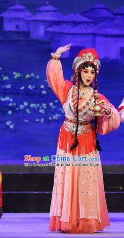 Chinese Cantonese Opera Princess Garment Shuang Qiang Lu Wenlong Costumes and Headdress Traditional Guangdong Opera Hua Tan Apparels Young Beauty Dress