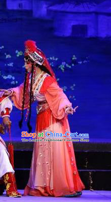 Chinese Cantonese Opera Princess Garment Shuang Qiang Lu Wenlong Costumes and Headdress Traditional Guangdong Opera Hua Tan Apparels Young Beauty Dress