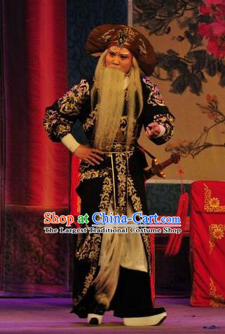 Unhappy Marriage Chinese Guangdong Opera Elderly Man Apparels Costumes and Headwear Traditional Cantonese Opera Wusheng Garment Martial Male Clothing