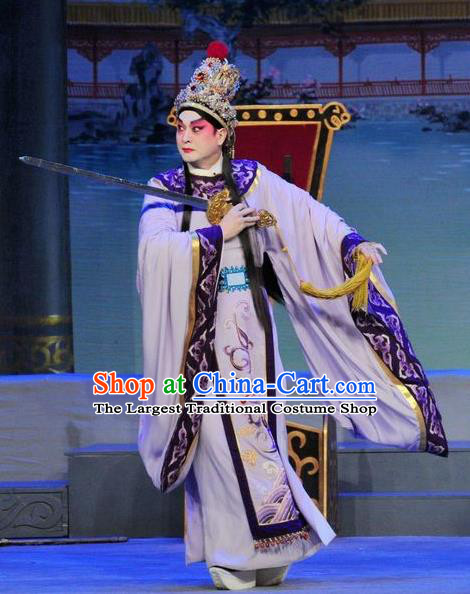 Luo Shui Qing Meng Chinese Guangdong Opera Young Male Apparels Costumes and Headwear Traditional Cantonese Opera Xiaosheng Garment Cao Zhi Clothing