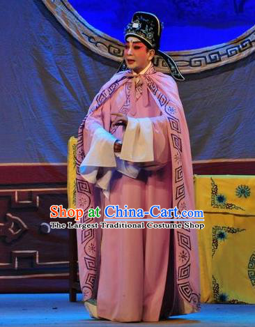 Unhappy Marriage Chinese Guangdong Opera Scholar Apparels Costumes and Headwear Traditional Cantonese Opera Niche Garment Young Man Clothing