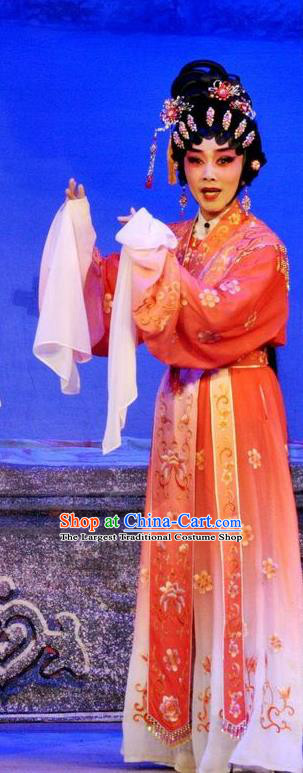 Chinese Cantonese Opera Diva Lun Birong Garment Da Nao Mei Zhi Fu Costumes and Headdress Traditional Guangdong Opera Hua Tan Apparels Young Beauty Dress