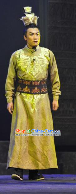 Chinese Traditional Northern Wei Dynasty Monarch Apparels Costumes Historical Drama Bei Wei Feng Yang Ancient Xiaowen Emperor Tuoba Hong Garment Clothing and Headwear