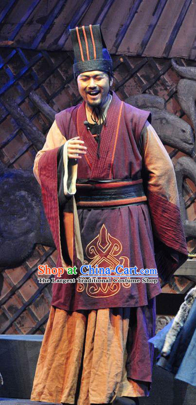 Chinese Traditional Northern Wei Dynasty Minister Apparels Costumes Historical Drama Bei Wei Feng Yang Ancient Officer Garment Clothing and Headwear