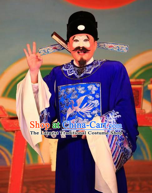 Xu Jiujing Chinese Guangdong Opera Magistrate Apparels Costumes and Headwear Traditional Cantonese Opera Clown Garment Official Clothing