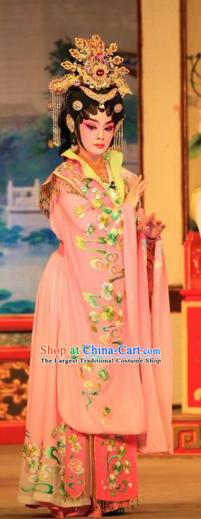 Chinese Cantonese Opera Princess Consort Garment Xu Jiujing Costumes and Headdress Traditional Guangdong Opera Rani Apparels Young Woman Dress