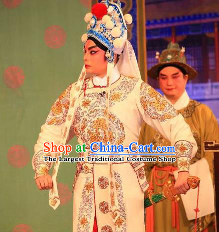 Xu Jiujing Chinese Guangdong Opera Martial Male Liu Yu Apparels Costumes and Headwear Traditional Cantonese Opera Wusheng Garment Swordsman Clothing
