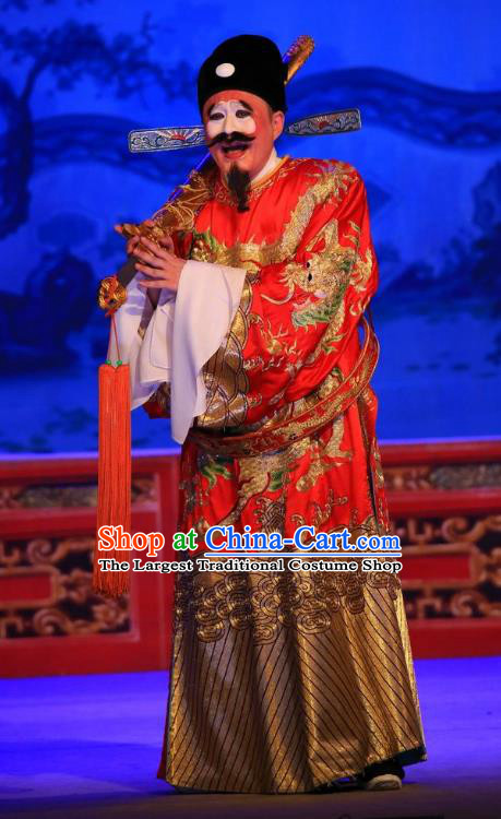 Xu Jiujing Chinese Guangdong Opera Official Apparels Costumes and Headwear Traditional Cantonese Opera Magistrate Garment Clown Clothing