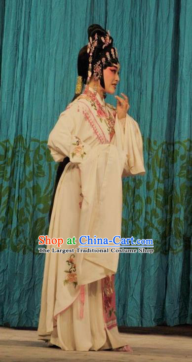 Chinese Cantonese Opera Hua Tan Zhu Yingtai Garment Lou Tai Hui Costumes and Headdress Traditional Guangdong Opera Young Beauty Apparels Rich Female Dress