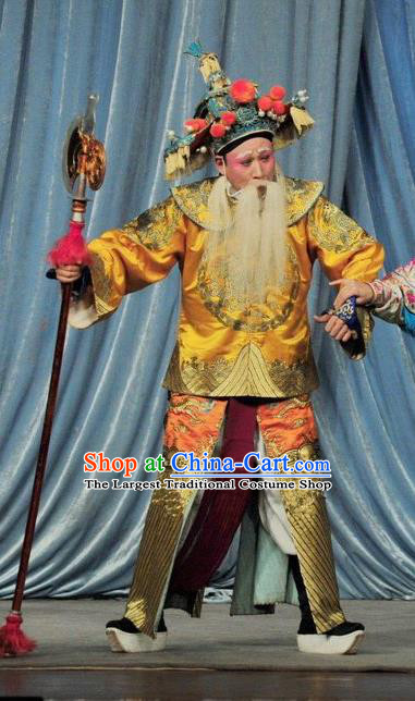 Fan Lihua Return Tang Chinese Guangdong Opera Old Man Apparels Costumes and Headwear Traditional Cantonese Opera Elderly General Garment Duke Cheng Yaojin Clothing