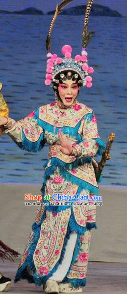 Chinese Cantonese Opera Martial Female Garment Fan Lihua Return Tang Costumes and Headdress Traditional Guangdong Opera Tao Ma Tan Apparels Armor Dress