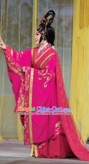 Chinese Cantonese Opera Queen Zhen Yuchan Garment Luo Shui Qing Meng Costumes and Headdress Traditional Guangdong Opera HuaTan Apparels Imperial Consort Dress