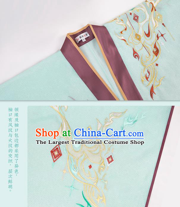 Asian Chinese Traditional Song Dynasty Royal Prince Hanfu Apparels Ancient Nobility Childe Historical Costumes Embroidered Cape Shirt and Skirt Complete Set for Men