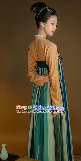 Top Grade Chinese Traditional Tang Dynasty Princess Hanfu Apparels Ancient Palace Lady Historical Costumes Blouse and Embroidered Slip Skirt Full Set