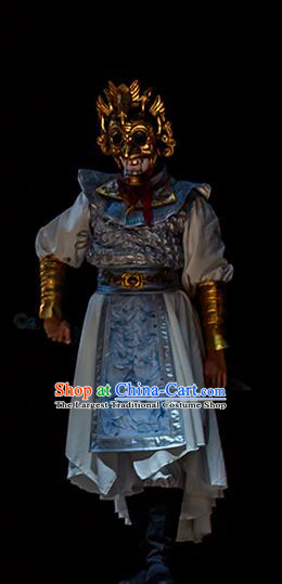 Chinese Traditional Stage Performance Warrior Apparels Costumes Historical Drama The Prince of Lanling Ancient Swordsman Garment Soldier Armor Clothing and Headwear