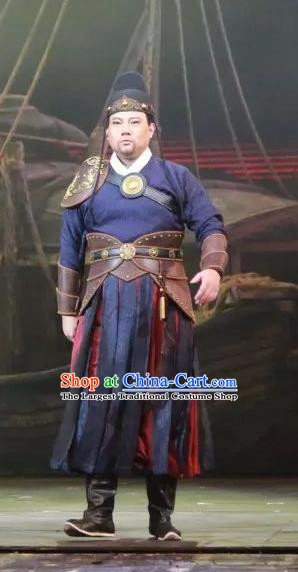 Chinese Traditional Song Dynasty Swordsman Clothing Stage Performance Historical Drama Da Song Yu Shi Apparels Costumes Ancient Hero Garment and Headwear