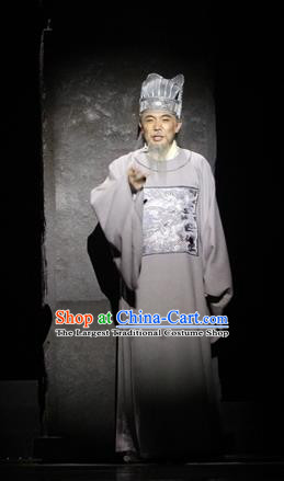Chinese Traditional Ming Dynasty Official Zhang Juzheng Clothing Stage Performance Historical Drama Apparels Costumes Ancient Elderly Male Garment and Headwear