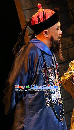 Chinese Traditional Qing Dynasty Official Zhang Zhidong Clothing Stage Performance Historical Drama Governor Apparels Costumes Ancient Grand Coordinator Garment and Headwear