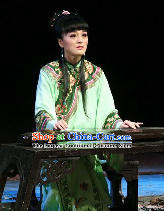 Chinese Historical Drama Ancient Actress Garment Costumes Traditional Stage Show Dress Qing Dynasty Young Lady Apparels and Headpieces