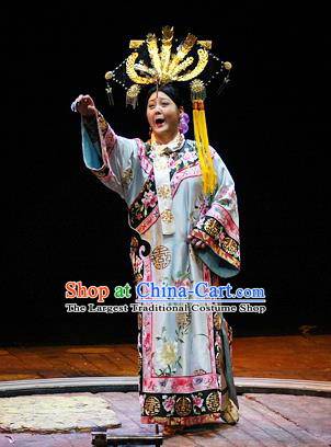 Chinese Historical Drama Ancient Empress Dowager Garment Costumes Traditional Stage Show Cixi Dress Qing Dynasty Queen Mother Apparels and Headpieces