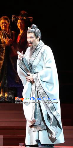 Chinese Traditional Han Dynasty Official Lu Jia Clothing Stage Performance Historical Drama King of Nanyue Apparels Costumes Ancient Envoy Garment and Headwear