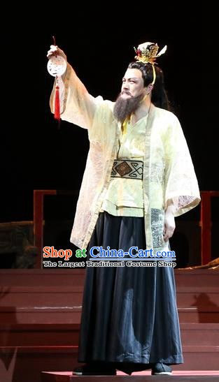 Chinese Traditional Han Dynasty Lord Zhao Tuo Clothing Stage Performance Historical Drama King of Nanyue Apparels Costumes Ancient Duke Garment and Headwear