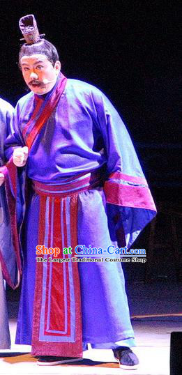 Chinese Traditional Three Kingdoms Period Official Clothing Stage Performance Historical Drama Ballast Stone Apparels Costumes Ancient Elderly Male Garment and Headwear