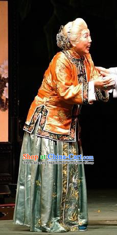 Chinese Historical Drama Autumn Begins Ancient Old Madame Garment Costumes Traditional Stage Show Elderly Female Dress Qing Dynasty Rich Dame Apparels and Headpieces