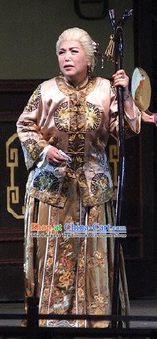 Chinese Historical Drama Autumn Begins Ancient Elderly Female Garment Costumes Traditional Stage Show Dress Qing Dynasty Dame Apparels and Headpieces