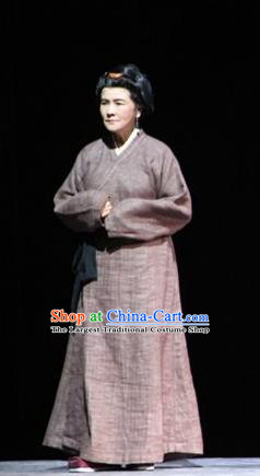 Chinese Historical Drama Sima Qian Ancient Elderly Female Garment Costumes Traditional Stage Show Dress Han Dynasty Dame Apparels and Headpieces