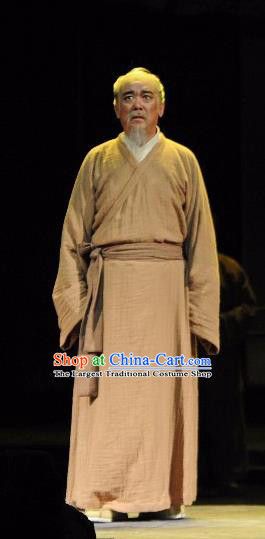 Chinese Traditional Han Dynasty Historian Clothing Stage Performance Historical Drama Sima Qian Apparels Costumes Ancient Elderly Scholar Garment and Headwear