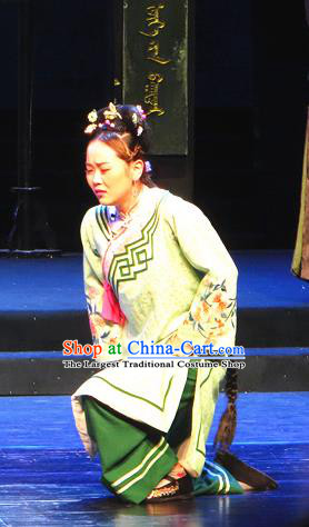 Chinese Historical Drama Yinzhan Naxi Ancient Servant Girl Garment Costumes Traditional Stage Show Dress Qing Dynasty Maid Lady Apparels and Headpieces