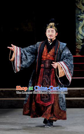 Chinese Traditional Qin Dynasty Chancellor Clothing Stage Performance Historical Drama Fu Sheng Apparels Costumes Ancient Prime Minister Li Si Garment and Headwear