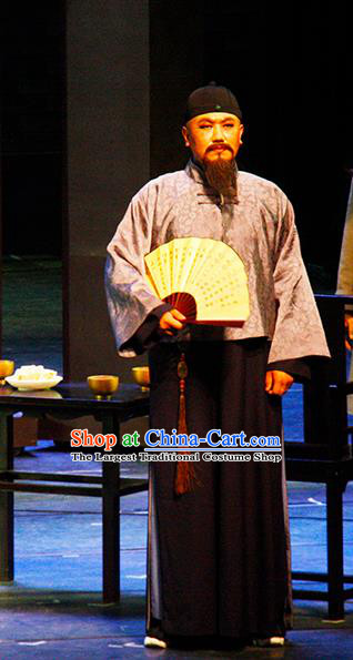 Chinese Traditional Qing Dynasty Elderly Scholar Clothing Stage Performance Historical Drama Yinzhan Naxi Apparels Costumes Ancient Milord Garment and Headwear