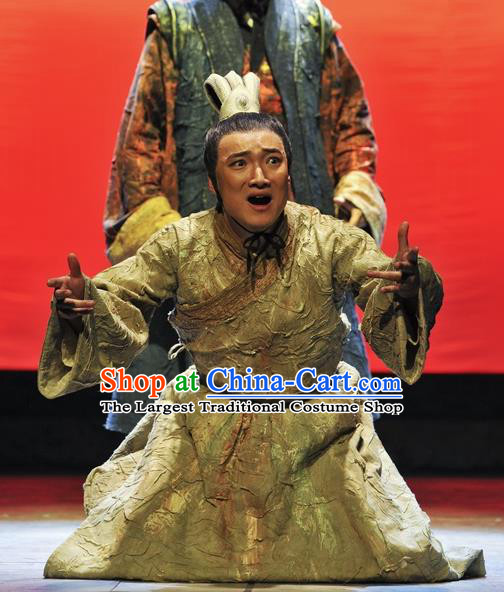 Chinese Traditional Qin Dynasty Noble Childe Clothing Stage Performance Historical Drama Fu Sheng Apparels Costumes Ancient Prince Garment and Headwear
