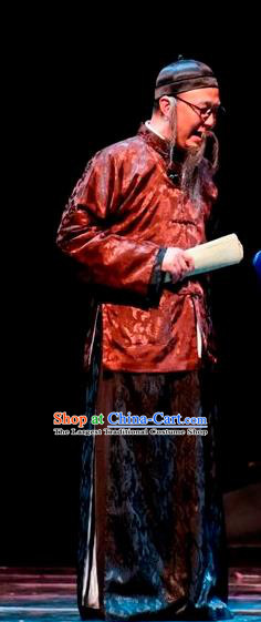 The Sound of Bell Chinese Sichuan Opera Old Man Apparels Costumes and Headpieces Peking Opera Highlights Laosheng Garment Elderly Male Clothing