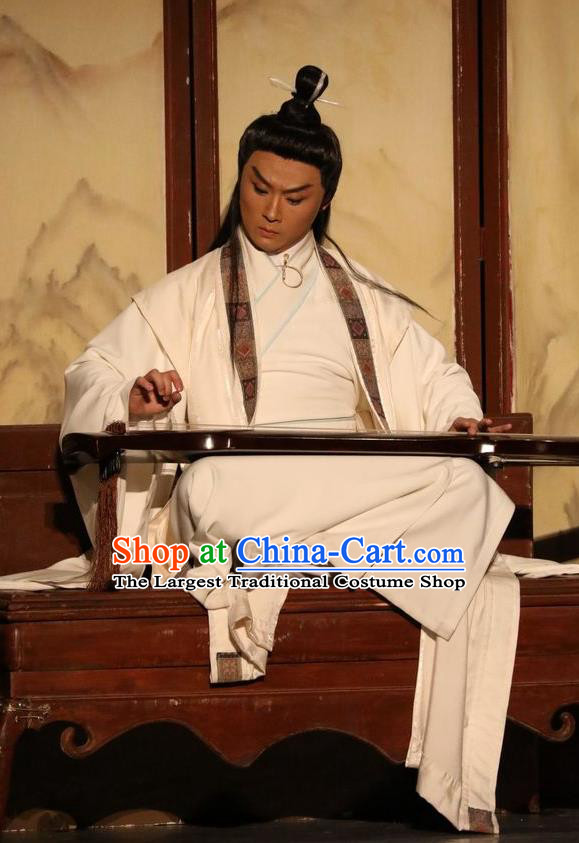 Chinese Traditional Jin Dynasty Gifted Youth Clothing Stage Performance Historical Drama Guang Ling San Apparels Costumes Ancient Scholar Ji Kang Garment and Headwear