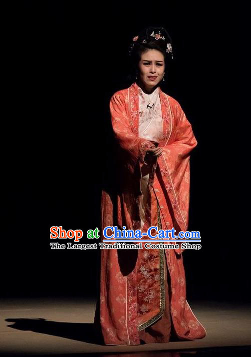 Chinese Historical Drama Guang Ling San Ancient Noble Madam Garment Costumes Traditional Stage Show Dress Jin Dynasty Young Mistress Apparels and Headpieces