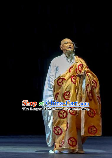 Chinese Traditional Qing Dynasty Monk Clothing Stage Performance Historical Drama Yang Renshan Apparels Costumes Ancient Abbot Cassock Garment and Headwear