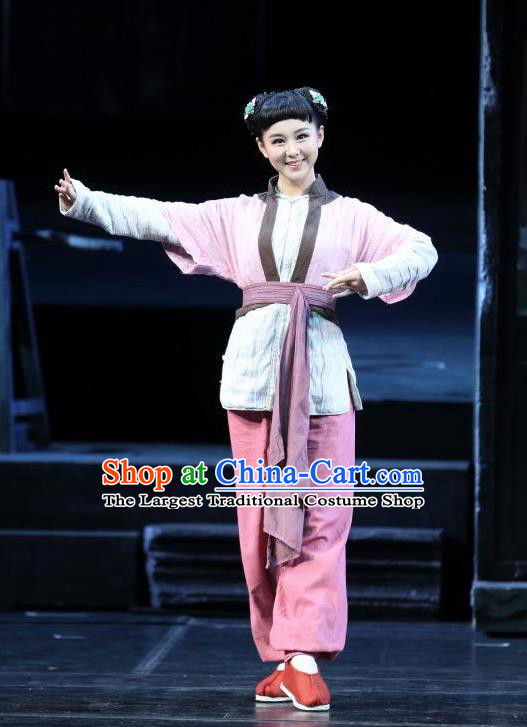 Chinese Historical Drama Yangshi Lei Ancient Village Girl Garment Costumes Traditional Stage Show Dress Qing Dynasty Young Lady Apparels and Headpieces