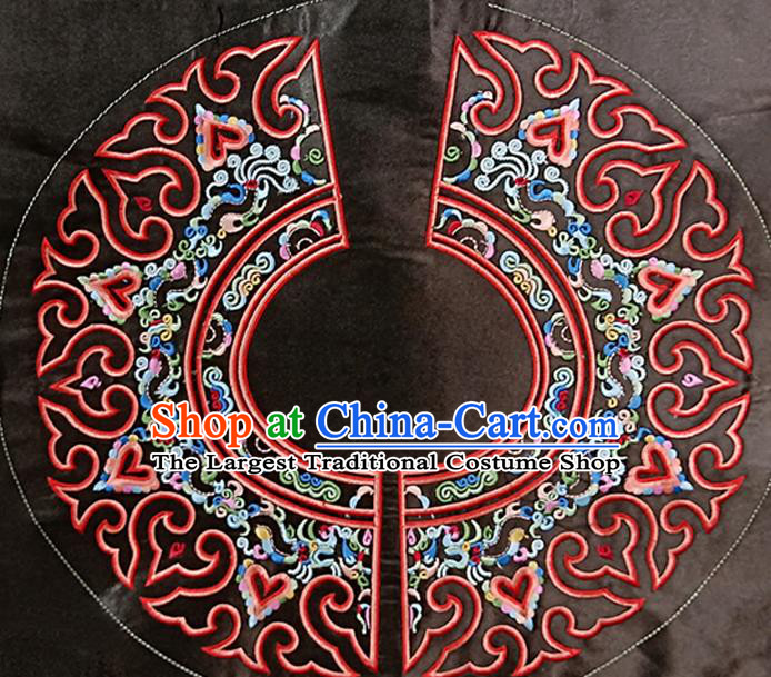 Chinese Traditional Ethnic Embroidered Black Patch Decoration Embroidery Applique Craft Embroidered Accessories