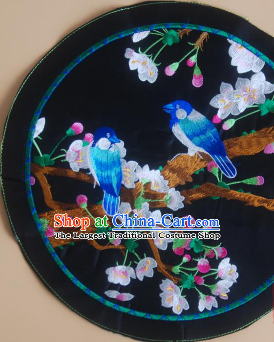 Chinese Traditional Ethnic Embroidered Begonia Birds Patch Decoration Embroidery Applique Craft Embroidered Accessories