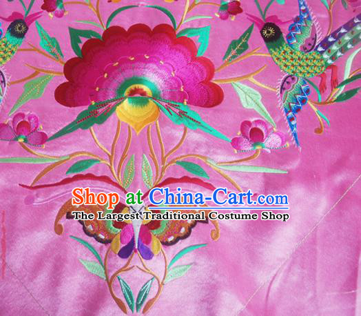 Chinese Traditional Ethnic Embroidered Butterfly Flower Pink Patch Decoration Embroidery Applique Craft Embroidered Triangle Accessories