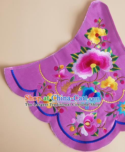 Chinese Traditional Embroidered Flowers Violet Patch Decoration Embroidery Applique Craft Embroidered Bellyband Accessories