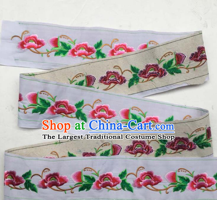 Chinese Traditional Embroidered Flowers White Patch Decoration Embroidery Applique Craft Embroidered Accessories