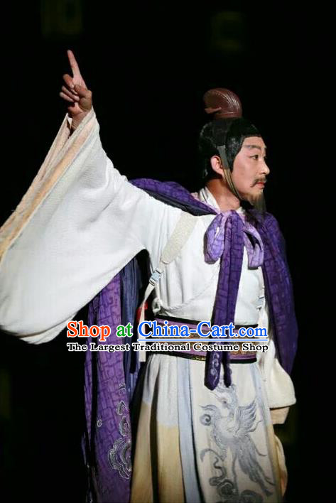 Chinese Traditional Three Kingdoms Period Lord Liu Bei Clothing Stage Performance Historical Drama The Legend of Zhuge Liang Apparels Costumes Ancient Duke Garment and Headwear