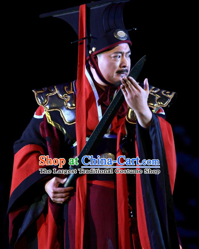 Chinese Traditional Spring and Autumn Period Monarch Clothing Stage Performance Historical Drama Yao Li And Qing Ji Apparels Costumes Ancient King Garment and Headwear